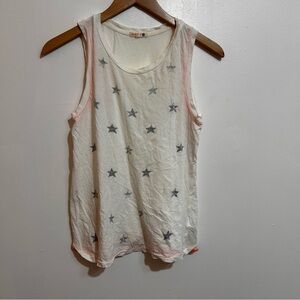 Star-Patterned White Tank Top
